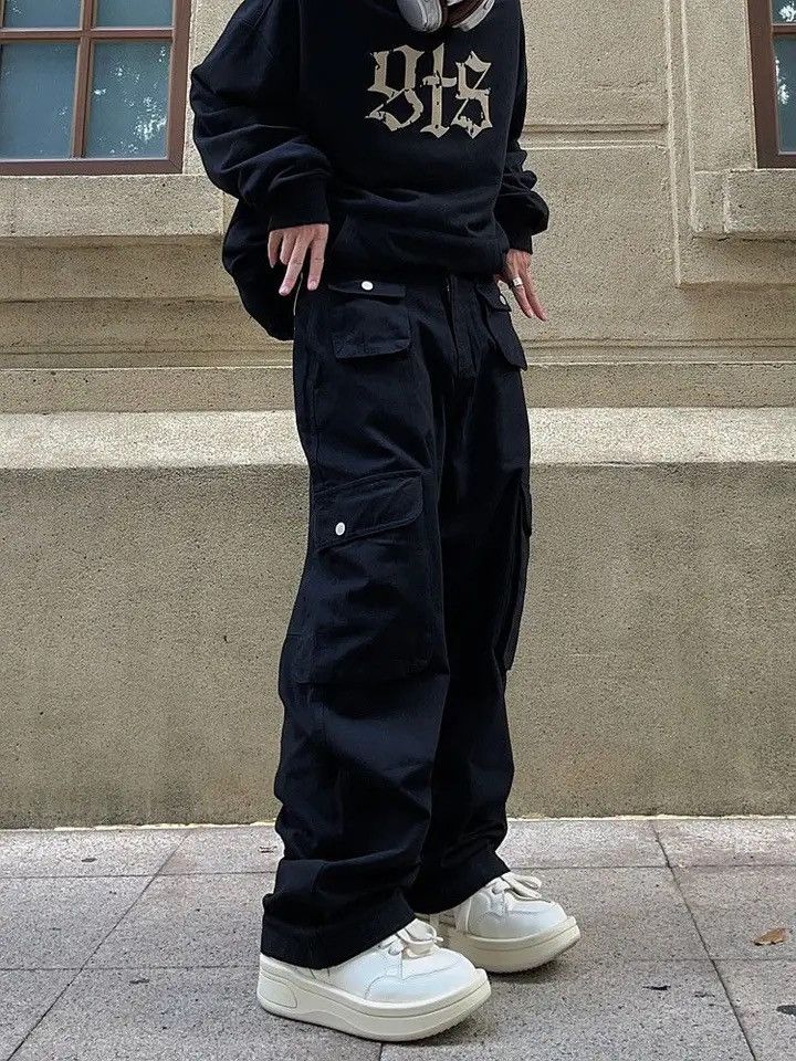 Japanese Brand × Vintage Cargo Pants Black- Korean Streetwear Style Pants Size US 32 / EU 48 - 1 Thumbnail