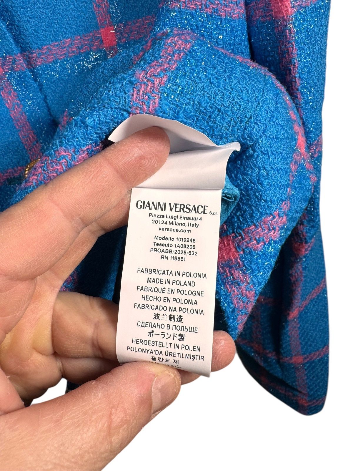 Versace Versace Wool Lurex Windowpane Jacket Blue Size XL / US 12-14 / IT 48-50 - 10 Thumbnail