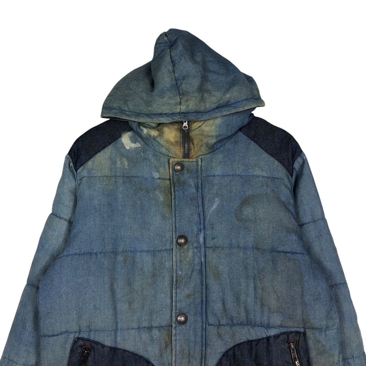 Blue Blue Japan 📌Vintage Denim Chore Biker Jacket Roky Indigo Zipper Size US L / EU 52-54 / 3 - 4 Thumbnail