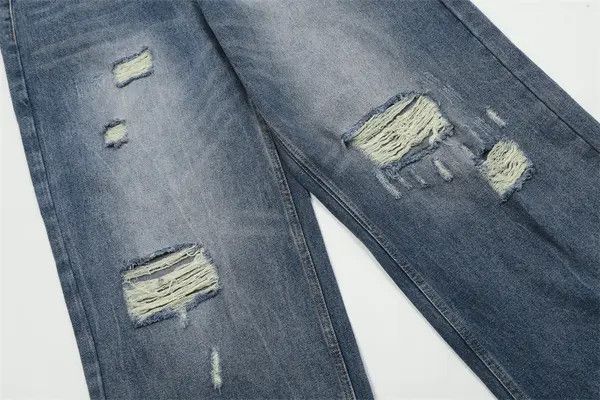 Japanese Brand Aya Men's American loose straight washed distressed jeans Size US 32 / EU 48 - 7 Thumbnail