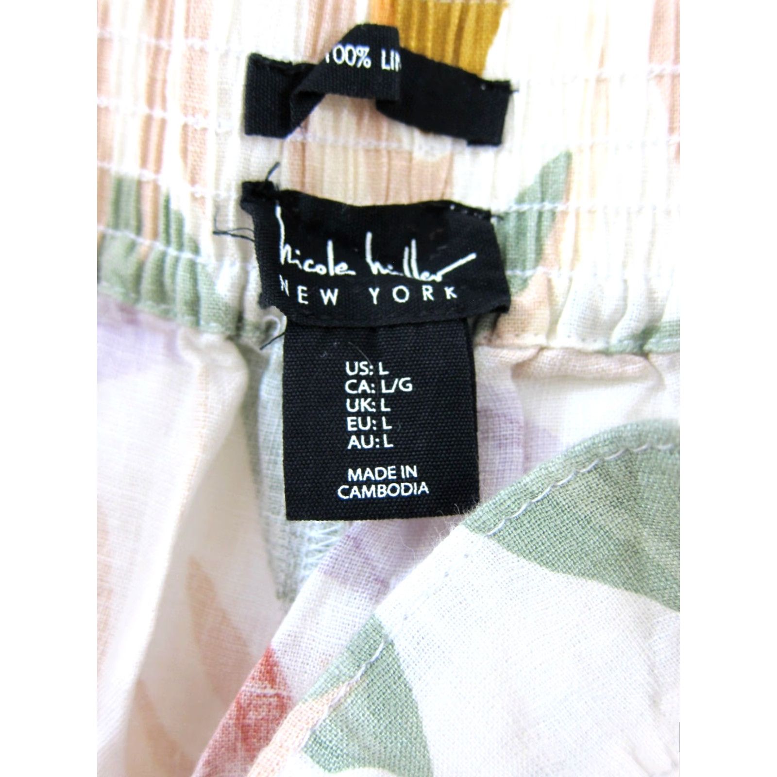Nicole Miller Nicole Miller NYC 100% Linen Floral Pocket Pink Green Yellow Wide Leg Pant Large Size 36" / US 14 / IT 50 - 3 Thumbnail