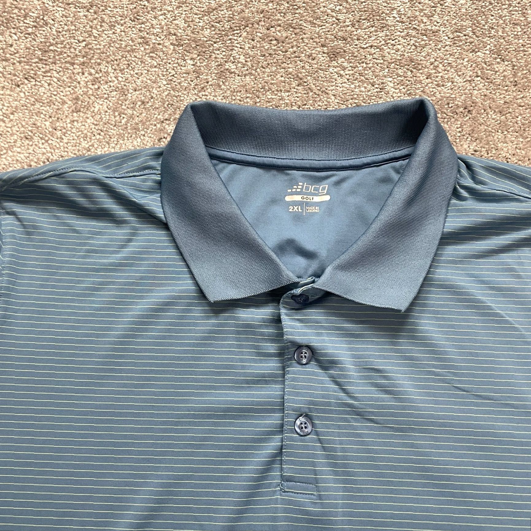 Vintage BCG Golf Polo Shirt Mens XXL Blue Striped White Collared Short Sleeve Active Top Size US XXL / EU 58 / 5 - 3 Thumbnail