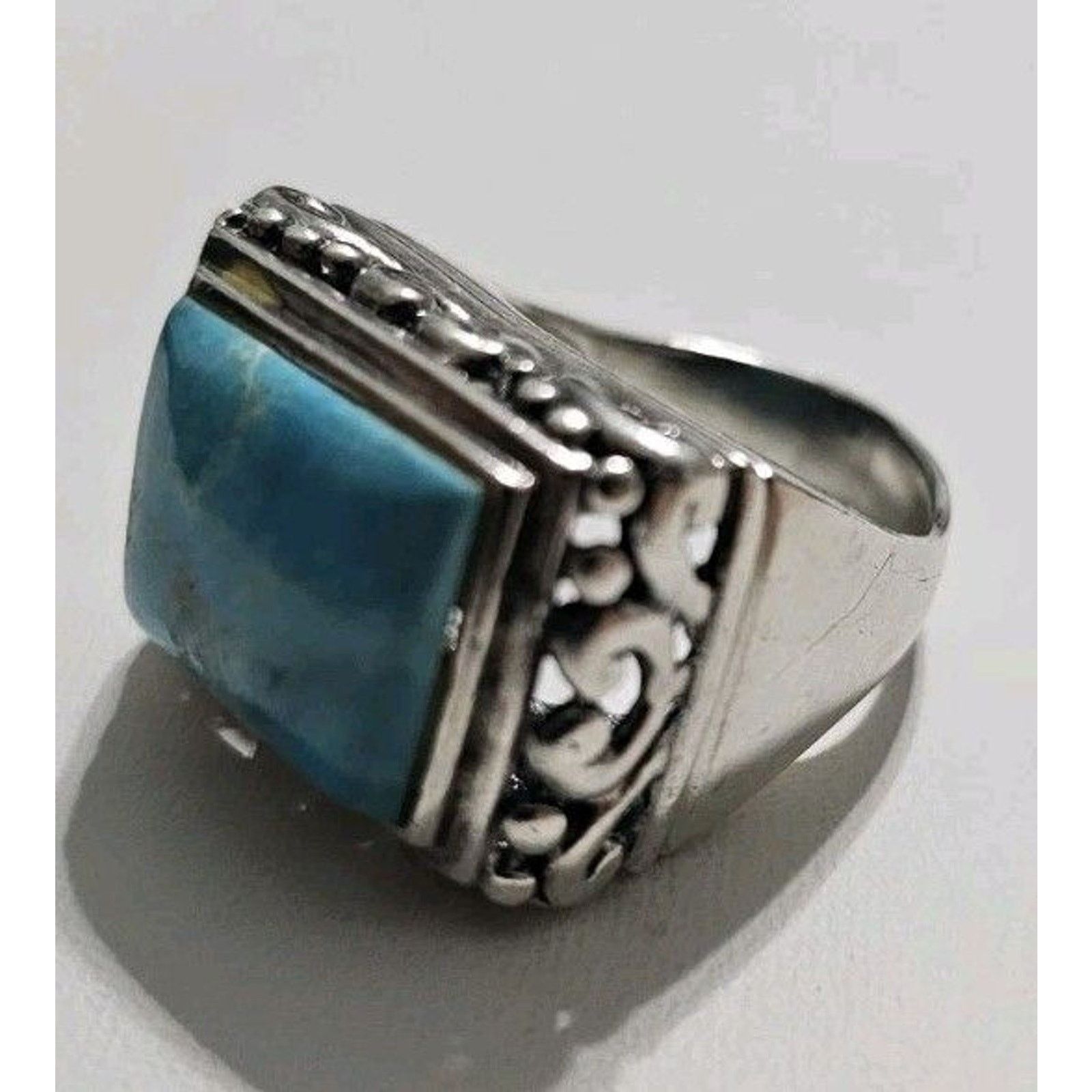 Other Sterling Silver Turquoise Filigree Dome Ring Size 7.5 Size ONE SIZE - 8 Thumbnail