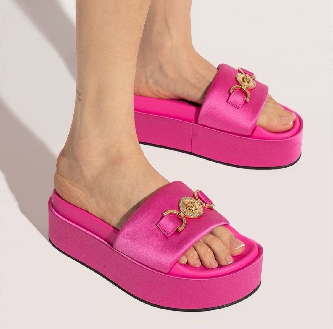 Versace Versace - Medusa Biggie satin platform sandals Size US 6 / IT 36 - 1 Thumbnail