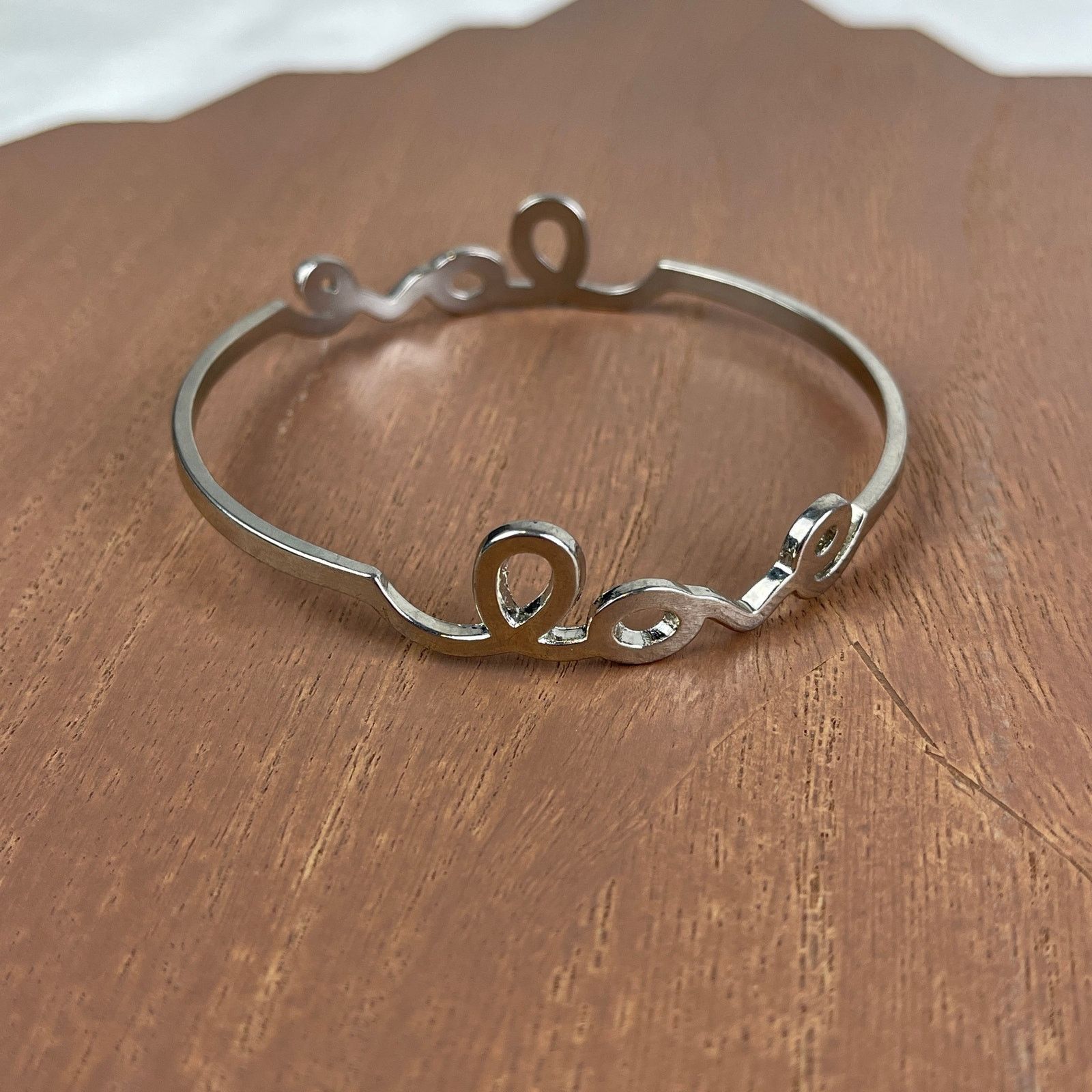 Other Dainty Silver LOVE Bangle Bracelet Minimalist Romantic NWOT Size ONE SIZE - 5 Thumbnail