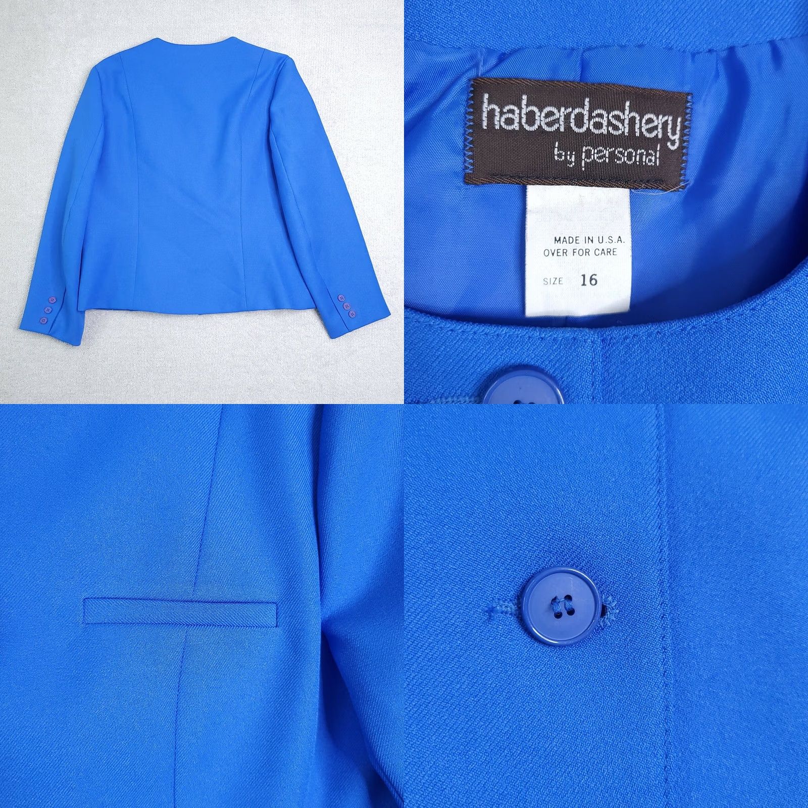 Vintage VINTAGE Haberdashery By Personal 5 Button Blue Blazer Jacket Women's 16 USA Made Jacket Blazer Women 16 Blue USA 80s 90s Classic Mens Womens Girls Size XXL / US 16-18 / IT 52-54 - 8 Thumbnail