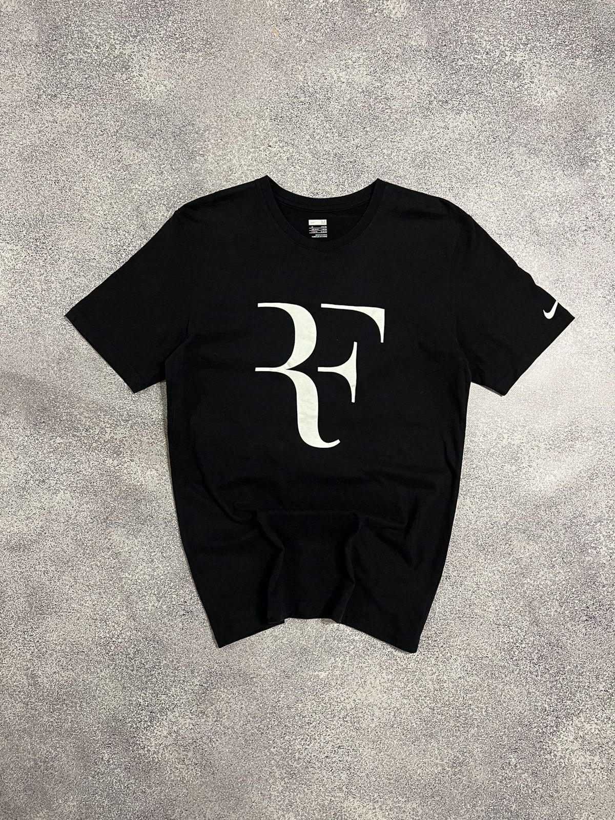 Pre-owned Nike X Vintage Nike Rf Roger Federed Big Logo Tee Shirt In Black