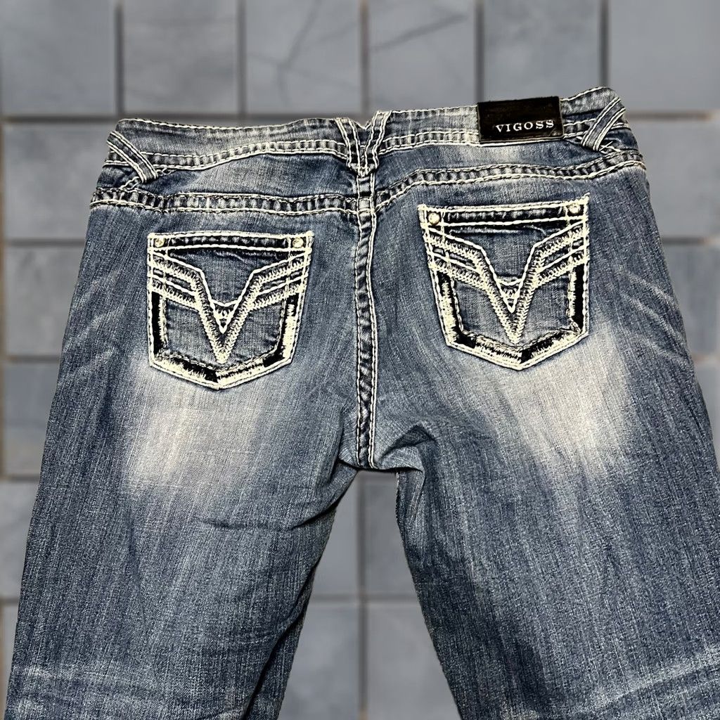 Vintage VIGOSS Jeans Chelsea Capri Womens 13/14 37x23 Thick Stitch Western Blue Juniors Size 13 Women Size 34" / US 12 / IT 48 - 1 Thumbnail