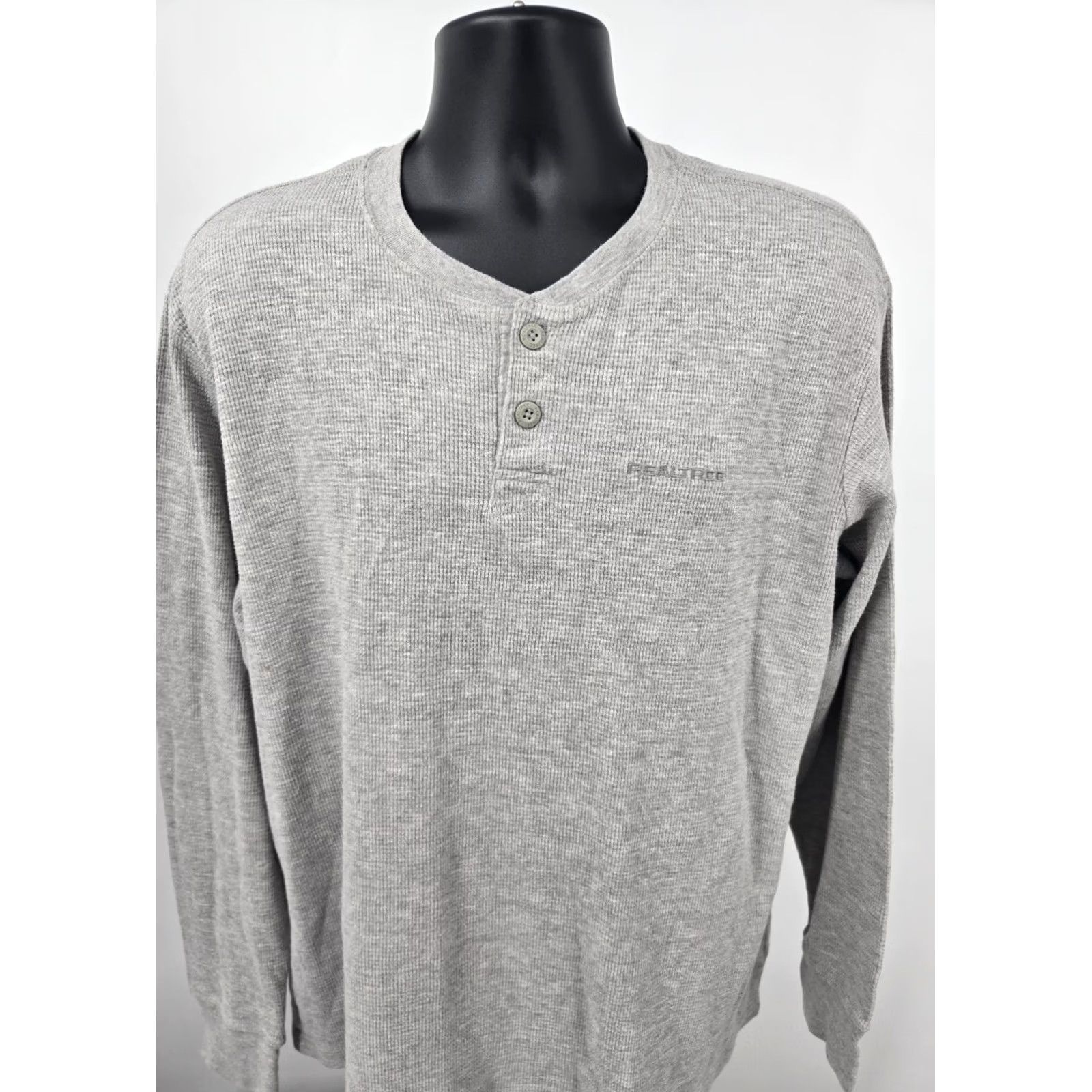 Realtree RealTree Henley Shirt XL Gray Waffle Knit Long Sleeve Hunting Camping Shirt Mens XL Gray Realtree Size US XL / EU 56 / 4 - 2 Thumbnail