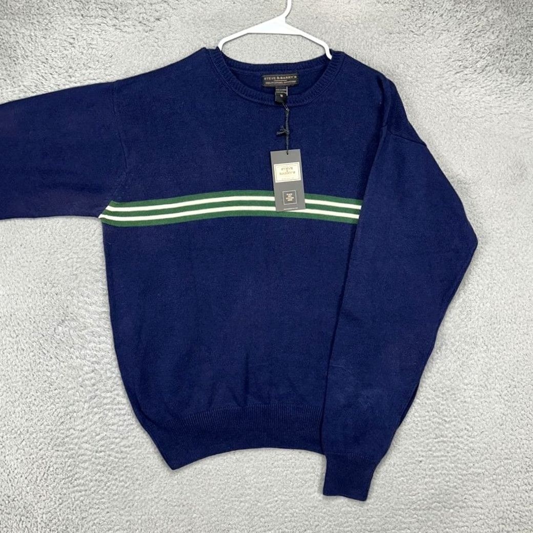 Vintage Steve Barry's Crew Neck Sweater Men Adult Medium Navy 2 Stripes Pullover Knit Cotton Striped 2 Stripes Outdoor Walking Vintage No Size US M / EU 48-50 / 2 - 4 Thumbnail