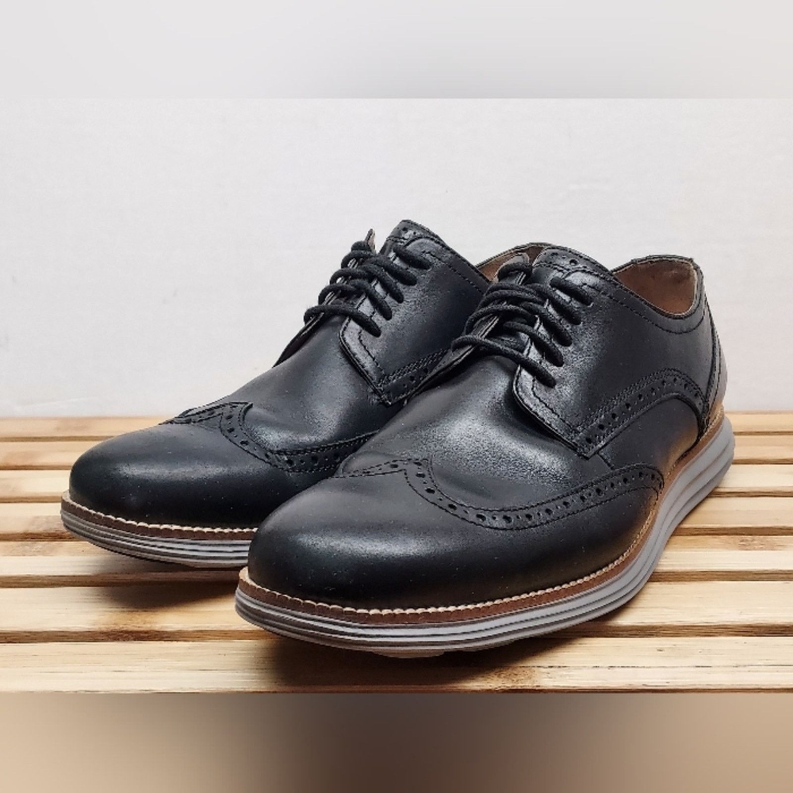 Original Grand Wingtip Cole Haan Dress Shoes Black Cole Haan Mens