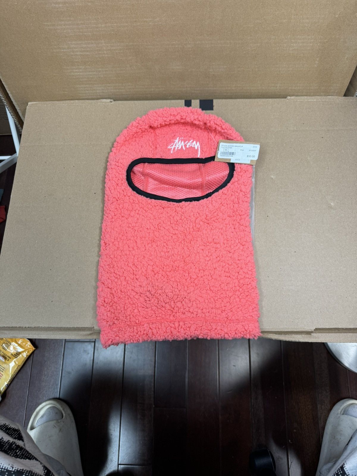 image of Stussy Stock Sherpa Balaclava in Pink, Men's