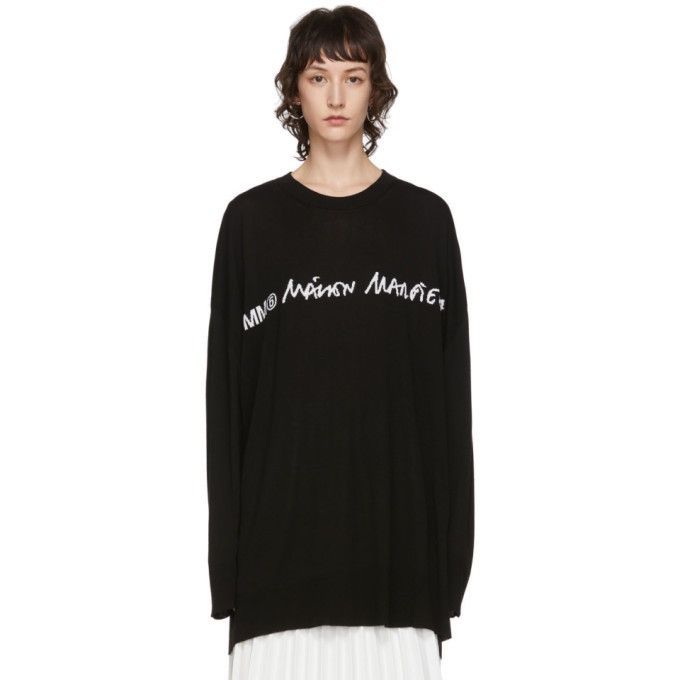 Maison Margiela MM6 Maison Margiela Black Logo Sweater knitwear Size M / US 6-8 / IT 42-44 - 1 Thumbnail