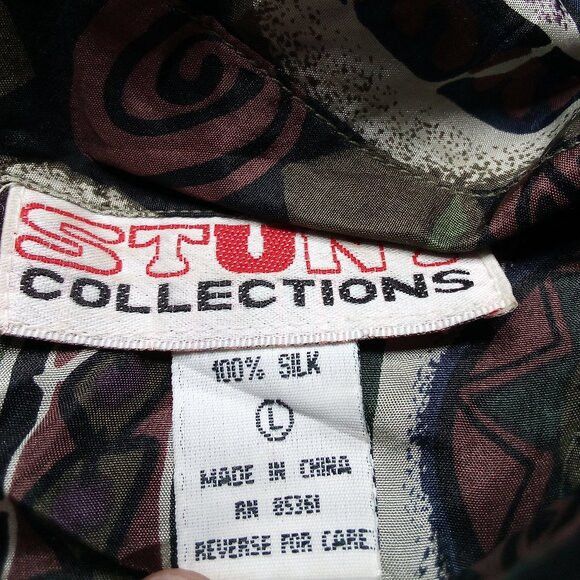 Vintage Vintage Stunt Collections Silk Abstract Geometric Shirt Size US L / EU 52-54 / 3 - 3 Thumbnail