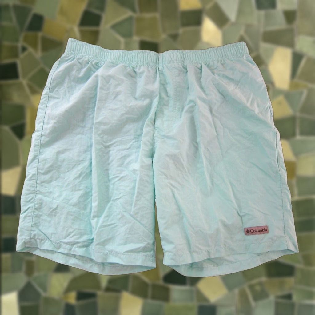 Vintage Columbia 100% Nylon Lightweight Teal Blue Lined Swim Trunk Short Men Large Size US 33 - 1 Thumbnail