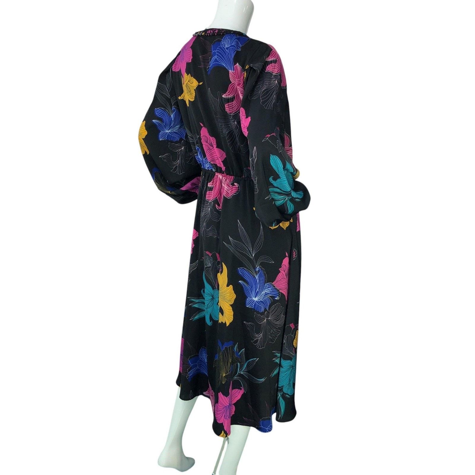 KOBI HALPERIN Kobi Halperin Dress M Black Multi Floral Alexi Long Sleeve Size M / US 6-8 / IT 42-44 - 9 Thumbnail