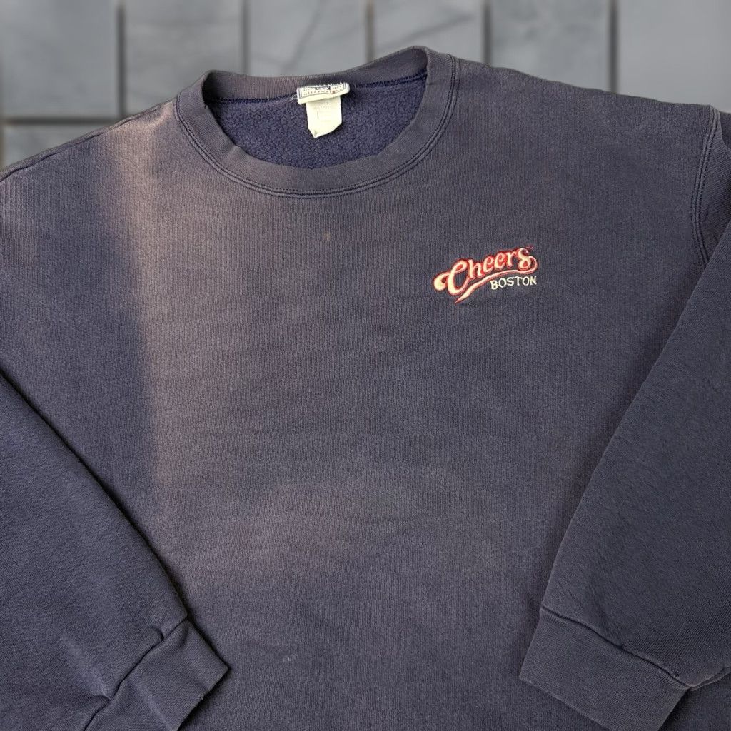 Lee VINTAGE Lee Boston Sweatshirt Mens L Blue 90s USA Heavyweight Ultraweight Fleece Pullover Crew Neck Size US L / EU 52-54 / 3 - 1 Thumbnail