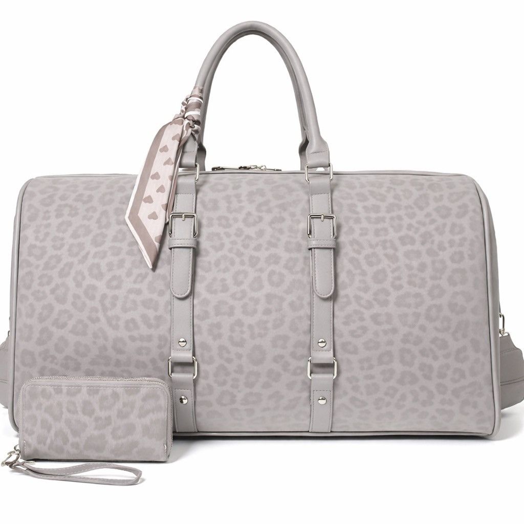 Other Light GreyLeopard Print Vegan Leather Duffel / Weekender Bag Size ONE SIZE - 1 Thumbnail