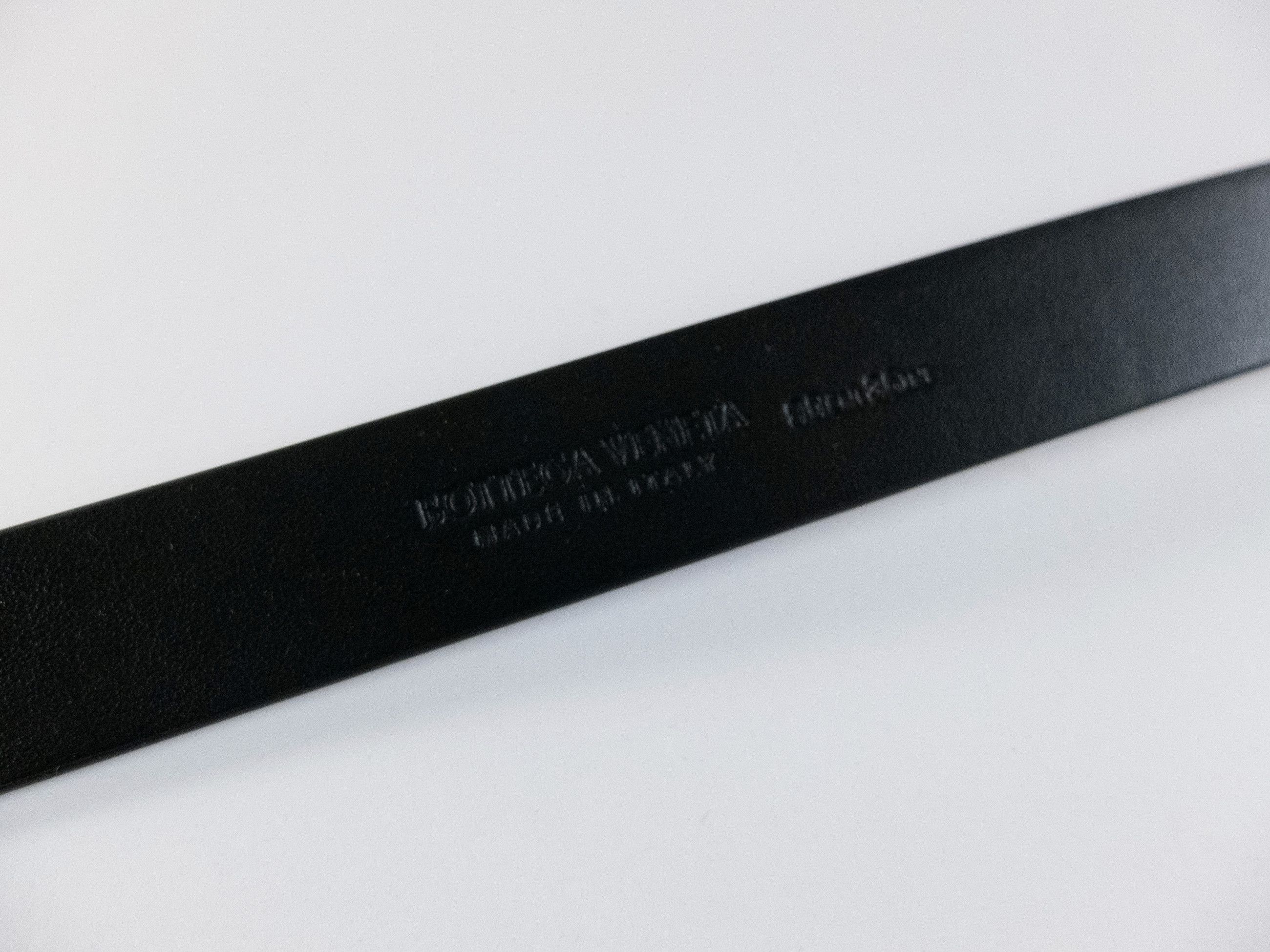 Bottega Veneta BOTTEGA VENETA black & silver chevron leather belt 90 Size 36 - 6 Thumbnail