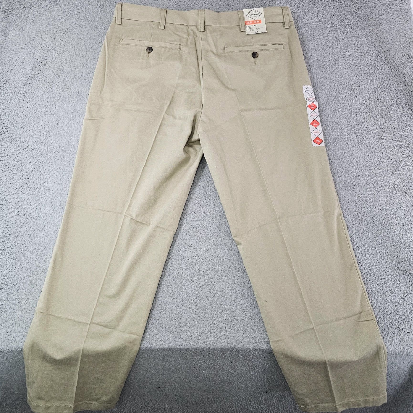Vintage St. John's Bay Pants Mens 36x30 Khaki Classic Fit Easy Care Flat Front Chino Size US 36 / EU 52 - 7 Thumbnail