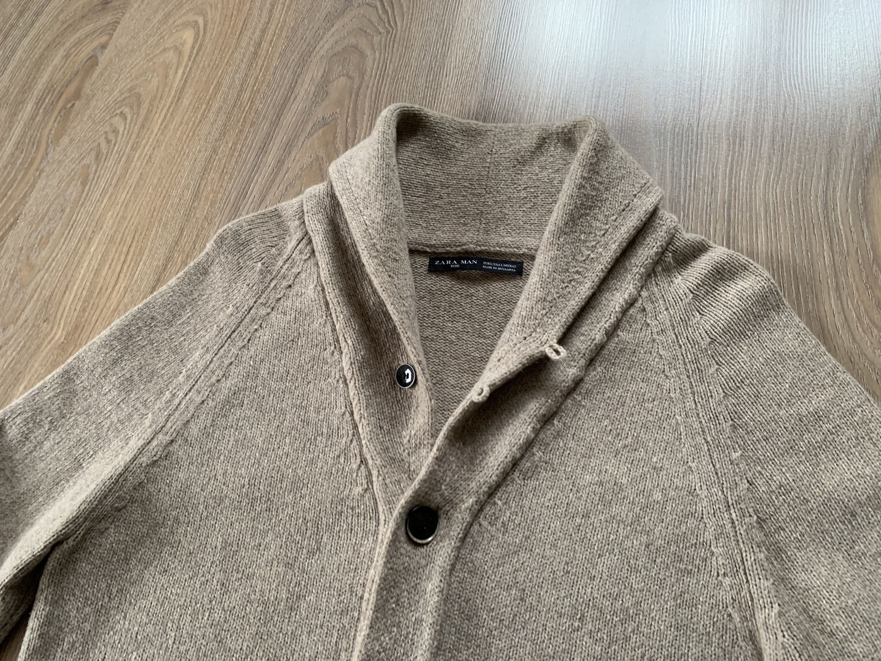 Designer × Zara Zara Man Basic Beige Wool Cardigan Size US L / EU 52-54 / 3 - 4 Thumbnail