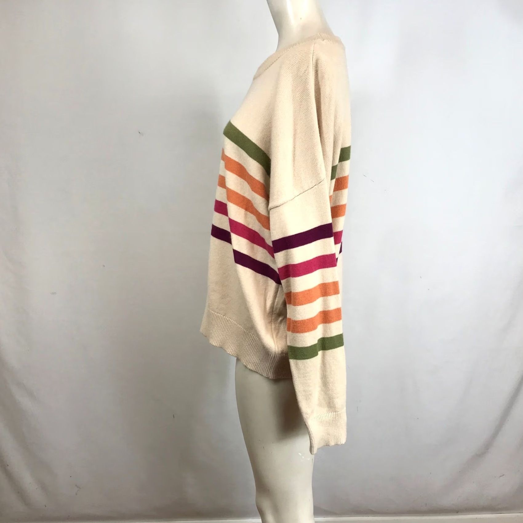 Vintage STACCATO Cream Multi Stripe Crew Neck Long Sleeve Sweater XL Size XL / US 12-14 / IT 48-50 - 6 Thumbnail