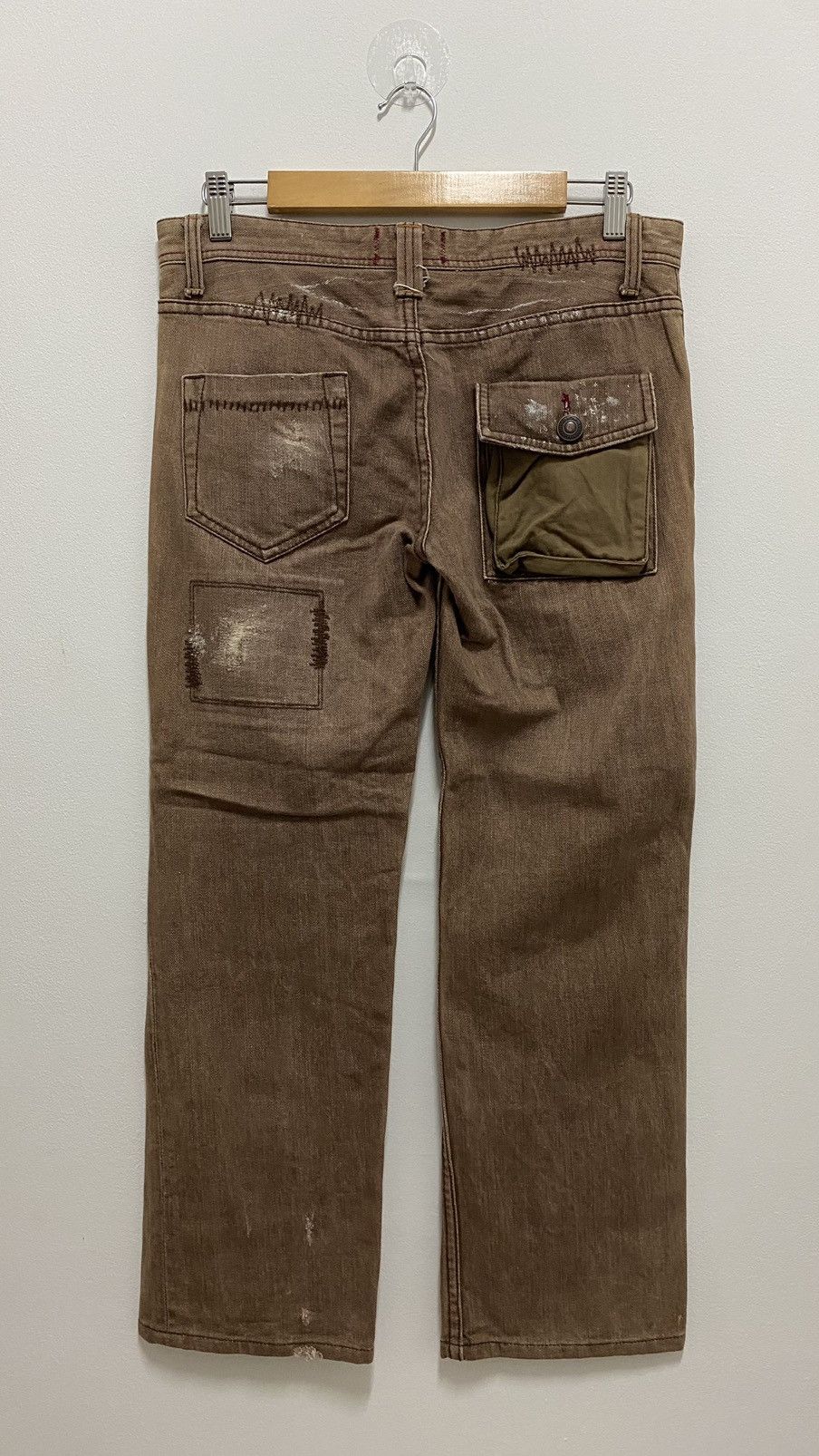 If Six Was Nine × Japanese Brand × Tornado Mart Distressed Denim Patchwork Chocolate Denim Jeans Size US 31 - 2 Thumbnail