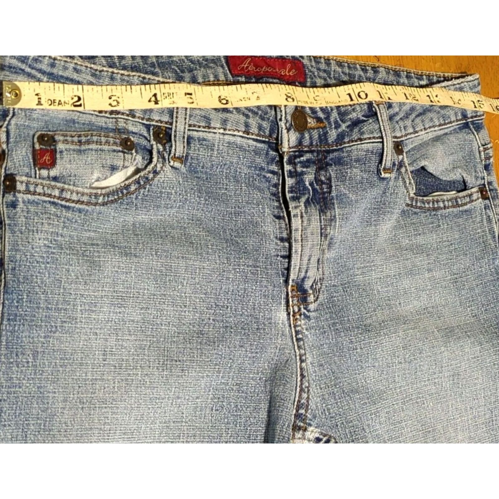 Vintage Aéropostale Jeans Women's 9/10 Regular Blue Light Wash Mid Rise Flare Jeans Size 30" / US 8 / IT 44 - 5 Thumbnail
