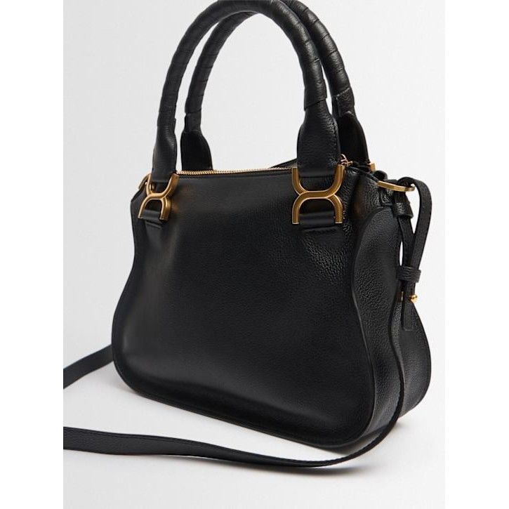 Chloe Small Hobo Black Grained Leather Top Handle Bag New &