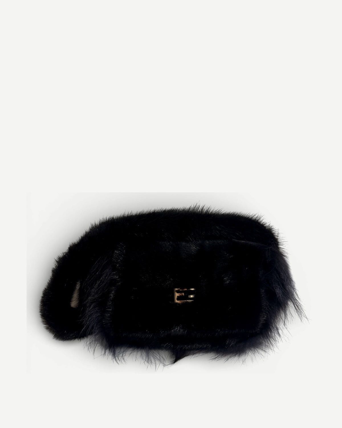 Fendi 2000s Black Long Fur Baguette Bag Size ONE SIZE - 1 Thumbnail