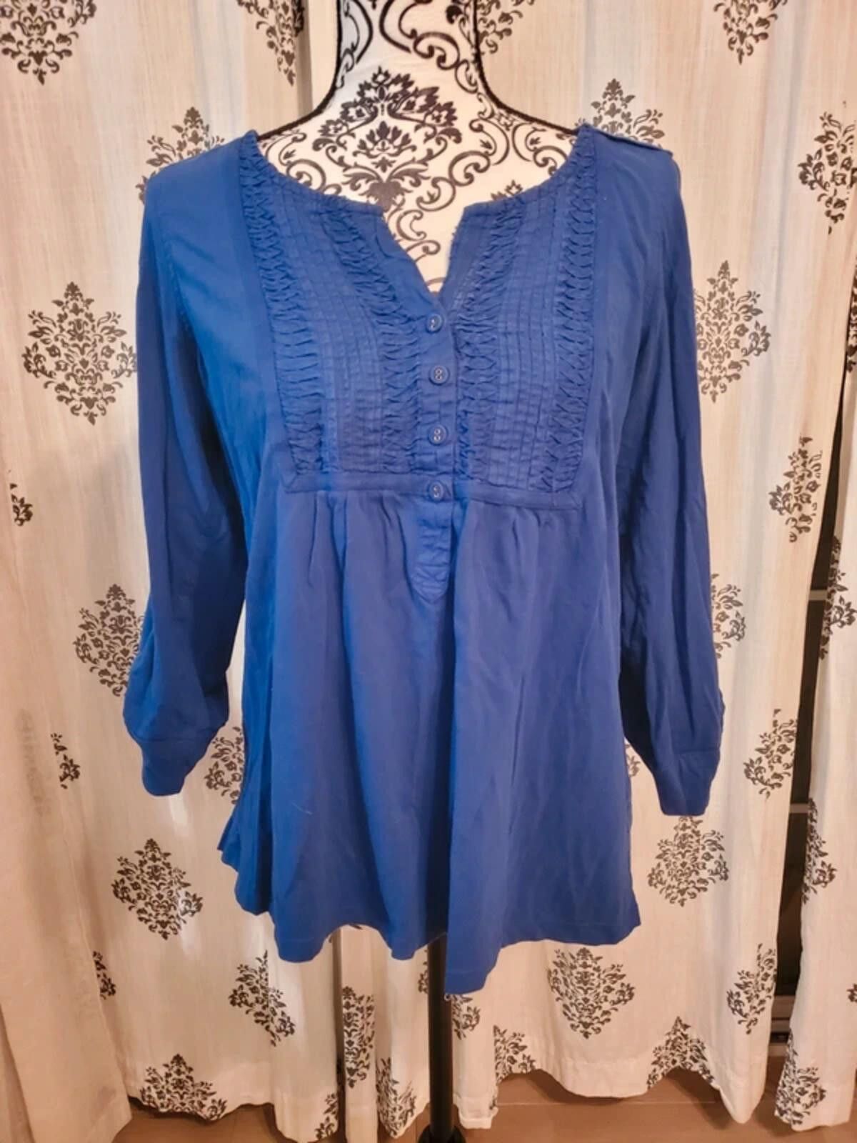Charter Club Blue Charter Club blouse with ruffles Size M / US 6-8 / IT 42-44 - 1 Thumbnail