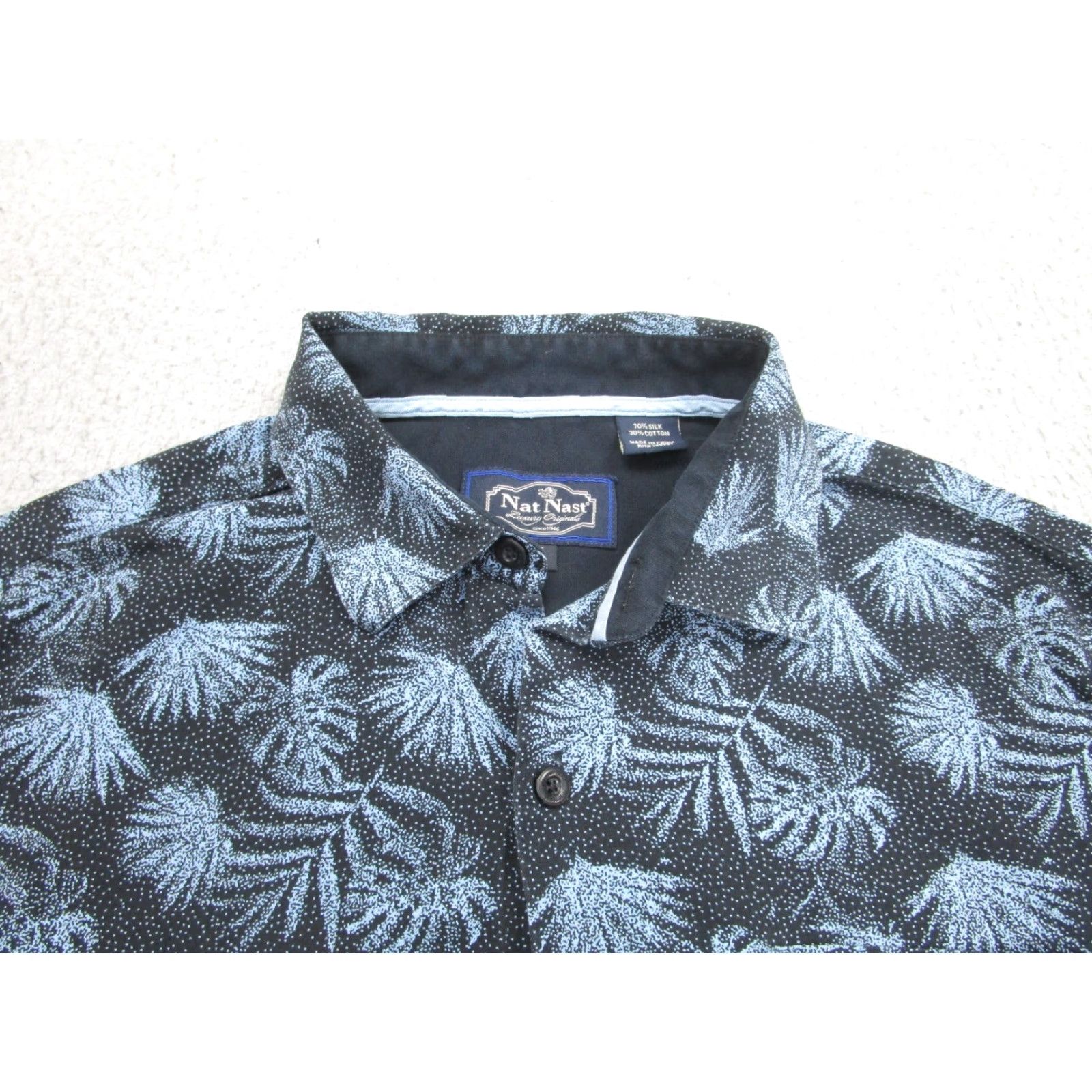 Nat Nast Nat Nast Shirt Mens M Blue Floral Short Sleeve Button Front Collared Cotton Silk Hawaiian Aloha Casual Tropical Size US M / EU 48-50 / 2 - 3 Thumbnail