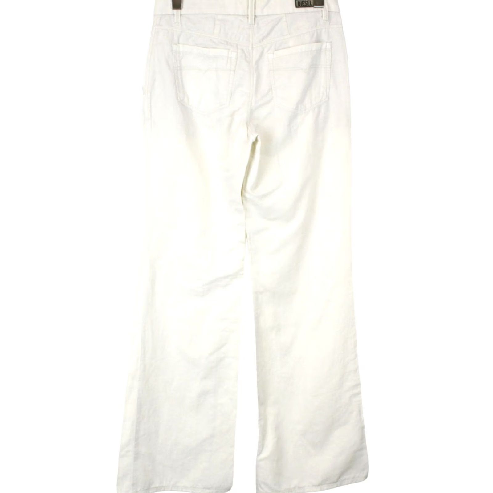 Diesel DIESEL Flairlegg-A Regular-Flare 00DQZ Trousers Womens W26 Ivory Linen-Cotton Blend Pants Size 26" / US 2 / IT 38 - 2 Thumbnail