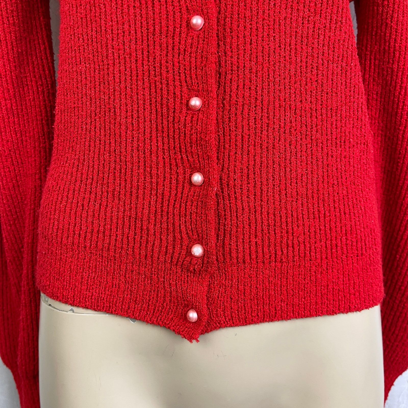 Vintage VTG 90’s Petites Just For You Red Cardigan Cozy Knit Sweater Size S / US 4 / IT 40 - 7 Thumbnail