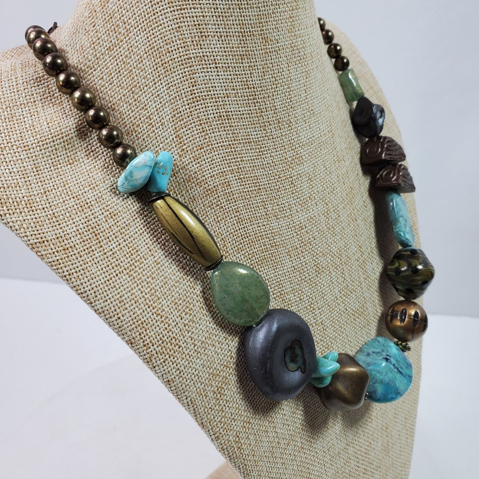The Unbranded Brand Statement Necklace Turquoise & Beaded 20 Inch Size ONE SIZE - 2 Thumbnail