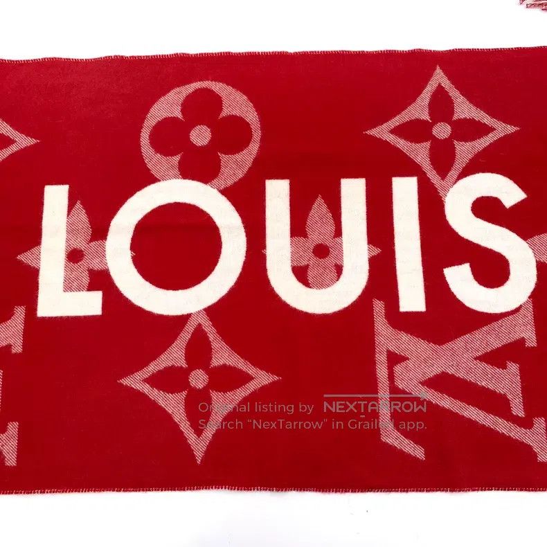 Louis Vuitton Louis Vuitton Red logo presbyopic printed cashmere fringe Size ONE SIZE - 8 Thumbnail