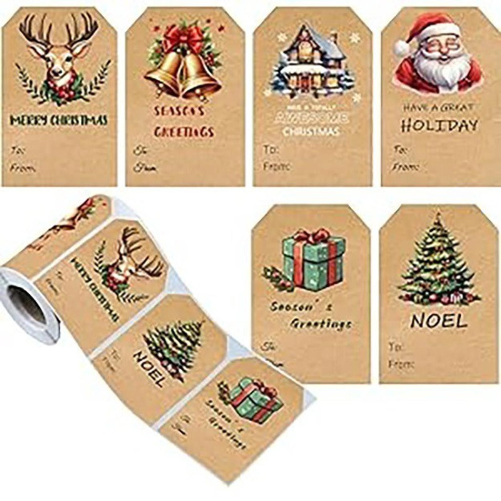 The Unbranded Brand Christmas Sticker Tags Self Adhesive Set of 120 Large 2"x3" Size ONE SIZE - 1 Thumbnail
