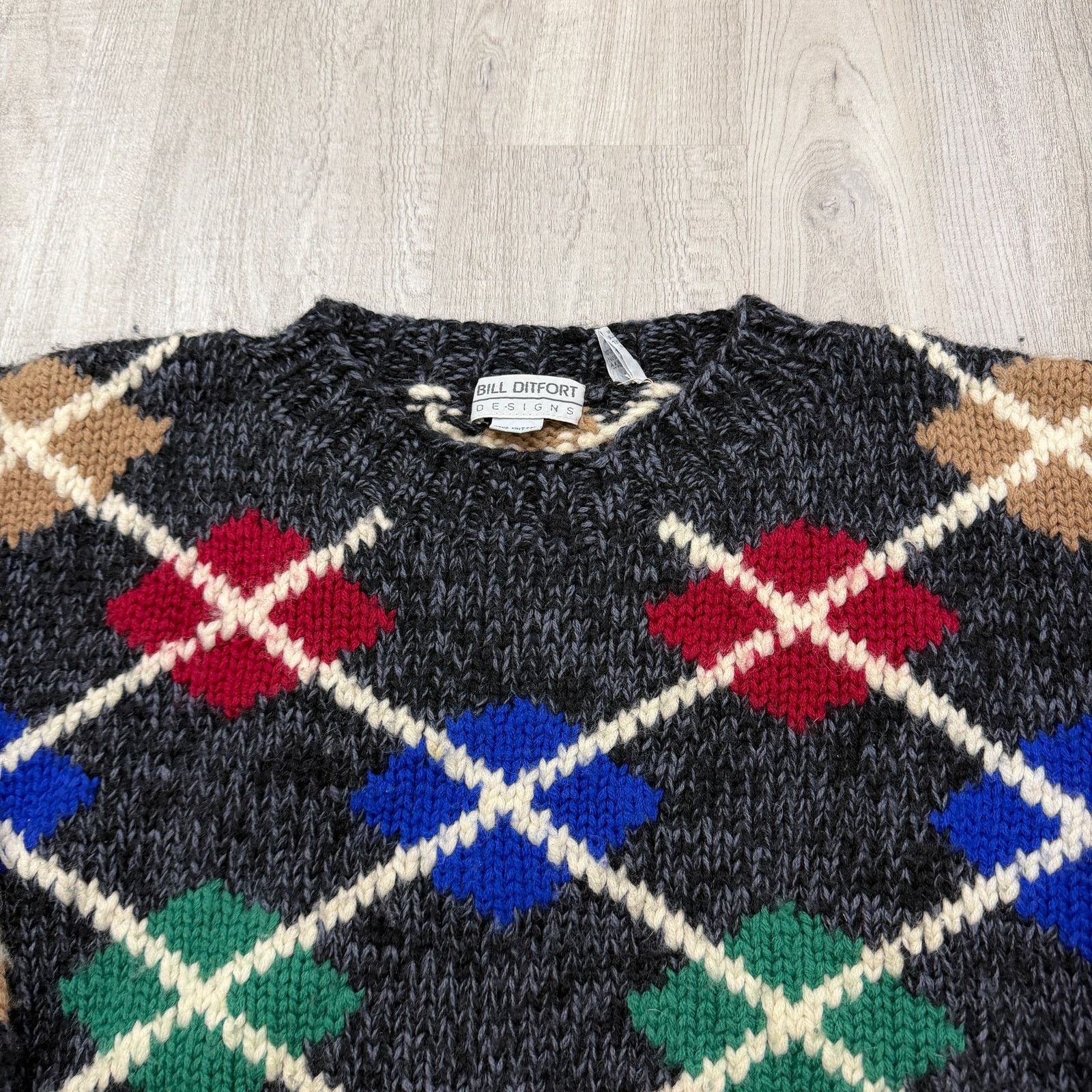Vintage Vintage Bill Ditfort Sweater Men's Large Argyle Crewneck Size US L / EU 52-54 / 3 - 3 Thumbnail