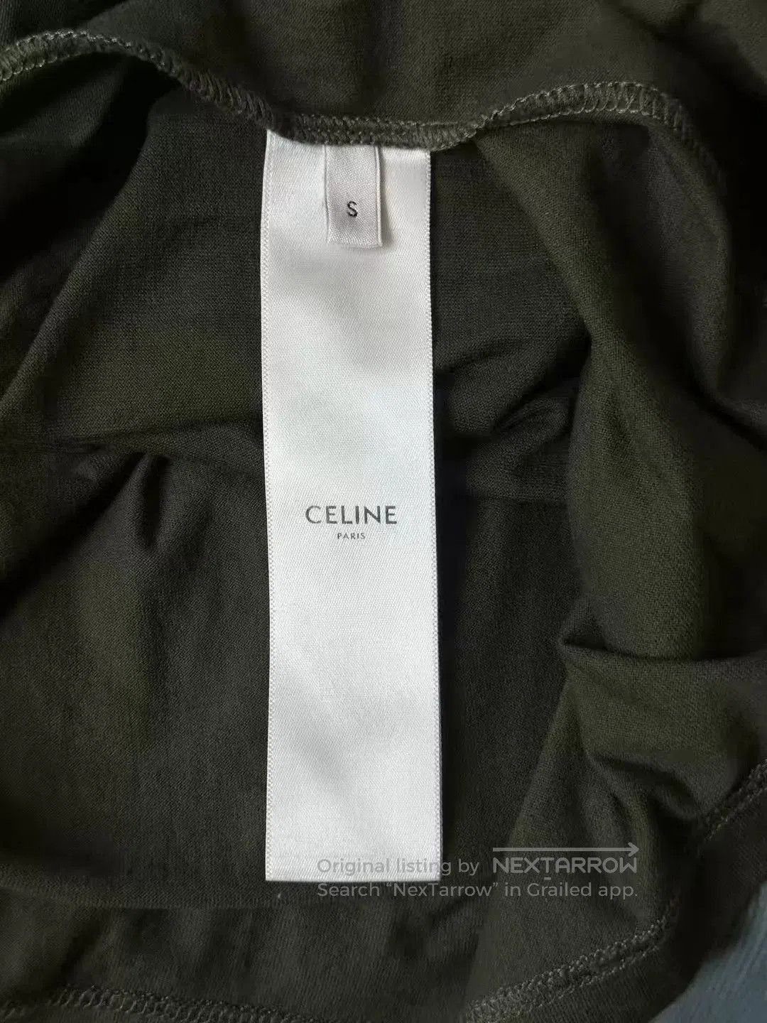 Celine celine khaki green logo short sleeve top. Size S / US 4 / IT 40 - 3 Thumbnail