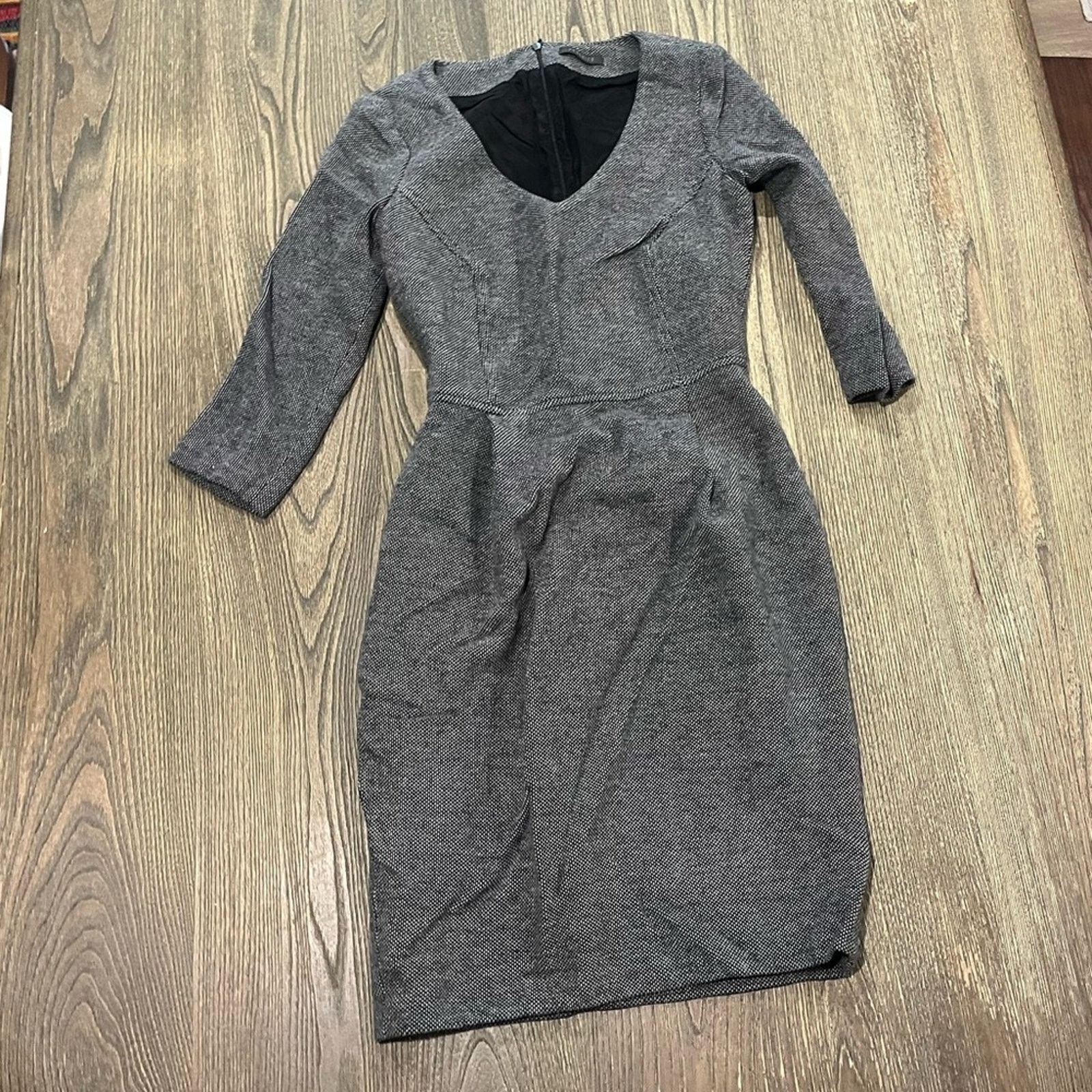 Vintage Peserico Midi Sheath Dress 3/4 Sleeve Tweed Knit Lined Sz 38 Size L / US 10 / IT 46 - 1 Thumbnail
