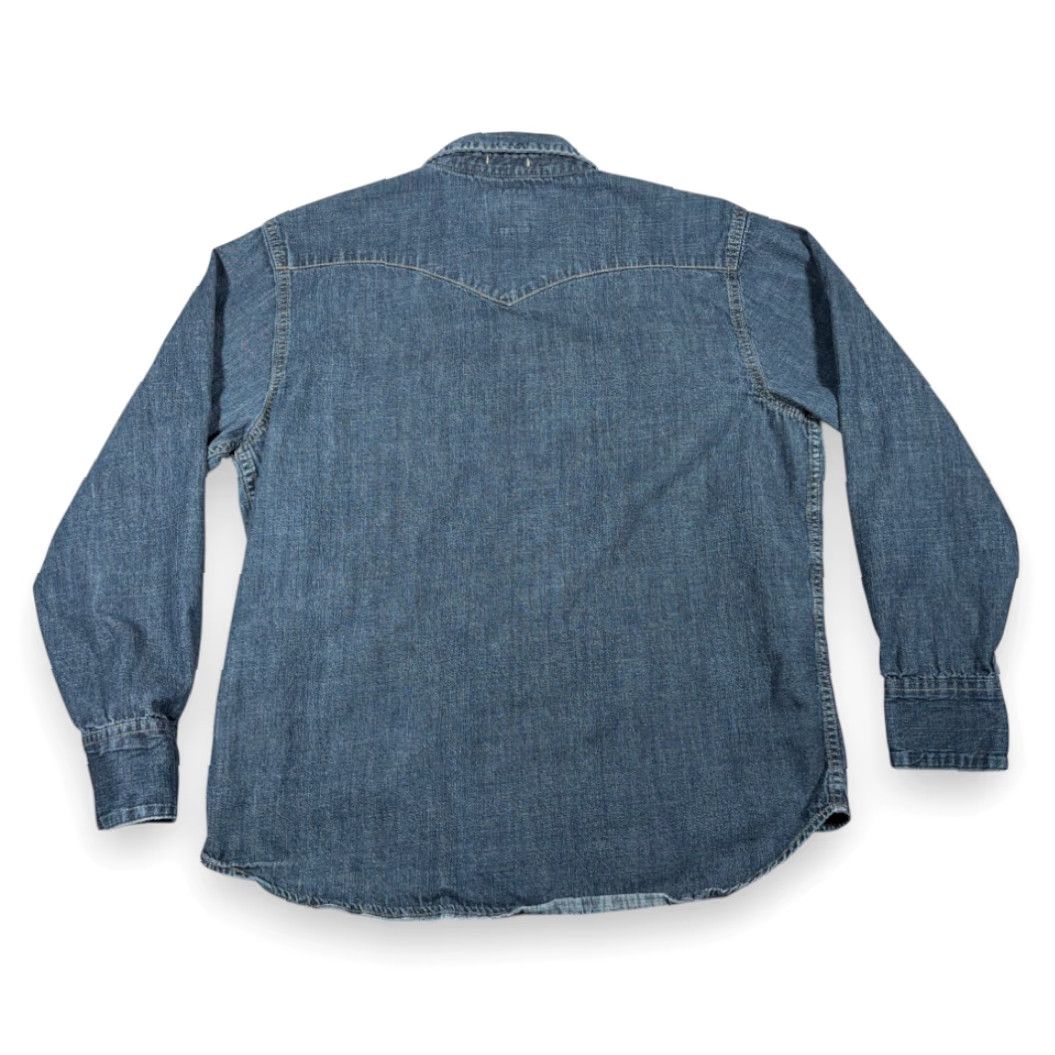 Levi's Levi's Western Shirt Mens LARGE Blue Denim Dark Wash Pearl Snap Regular Fit Long Sleeve Cotton Button-Up Collar? Size US L / EU 52-54 / 3 - 3 Thumbnail