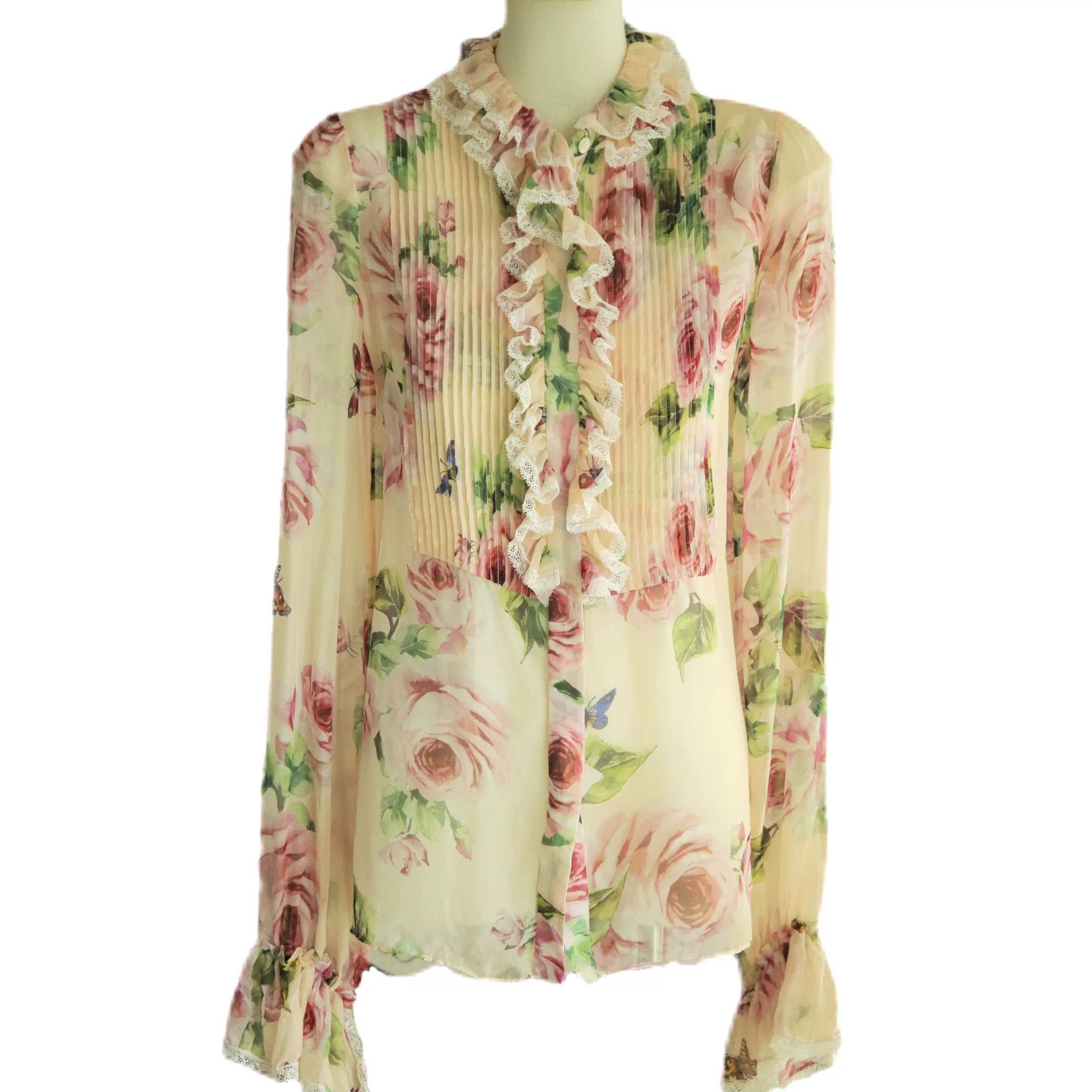 DGK Italian Silk Floral Blouse Size M / US 6-8 / IT 42-44 - 1 Thumbnail