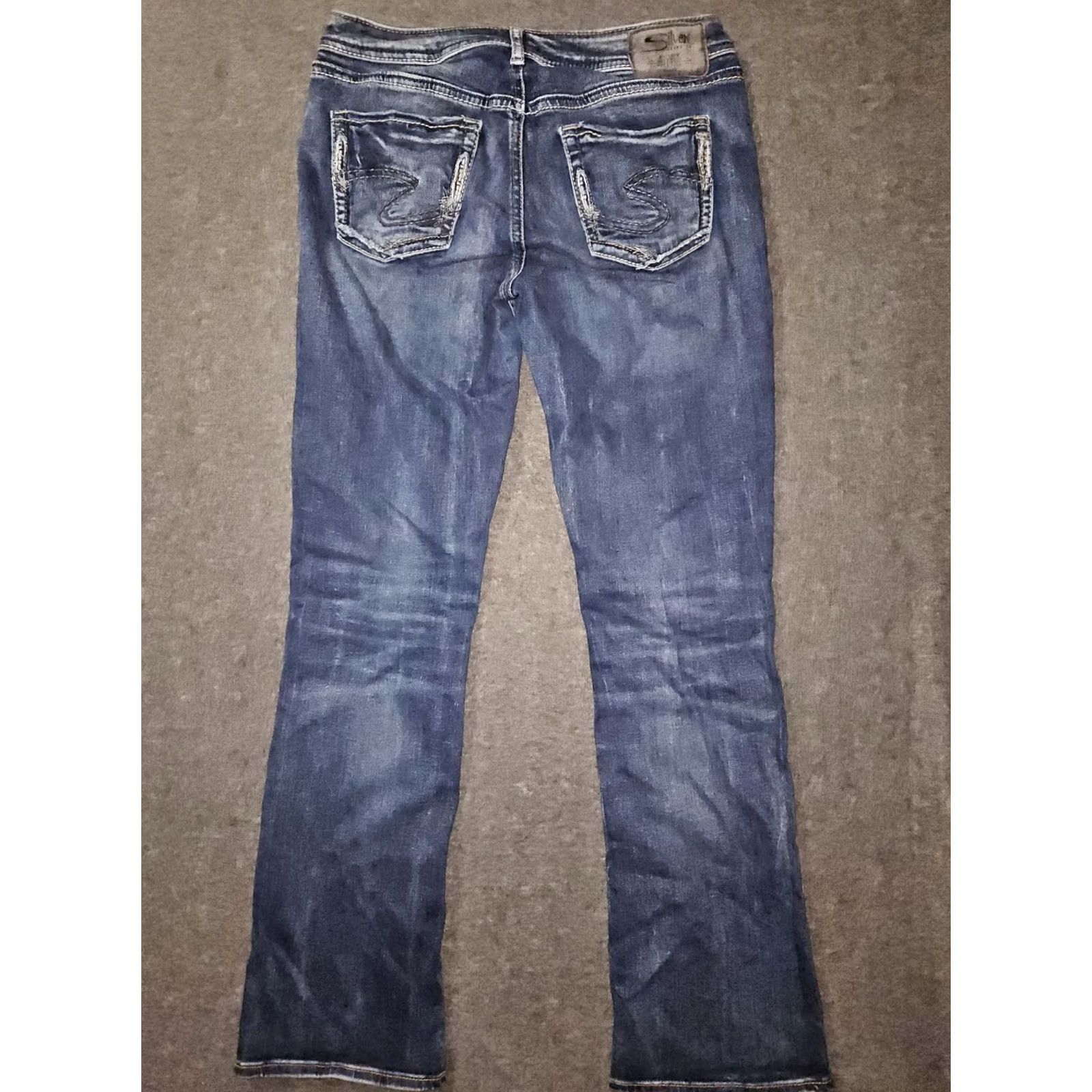 Silver Jeans Co. Silver Jeans Women's Jeans Bootcut 29x33 Slim Low Rise Embroidered Blue Denim Stretch Size 29" - 7 Thumbnail