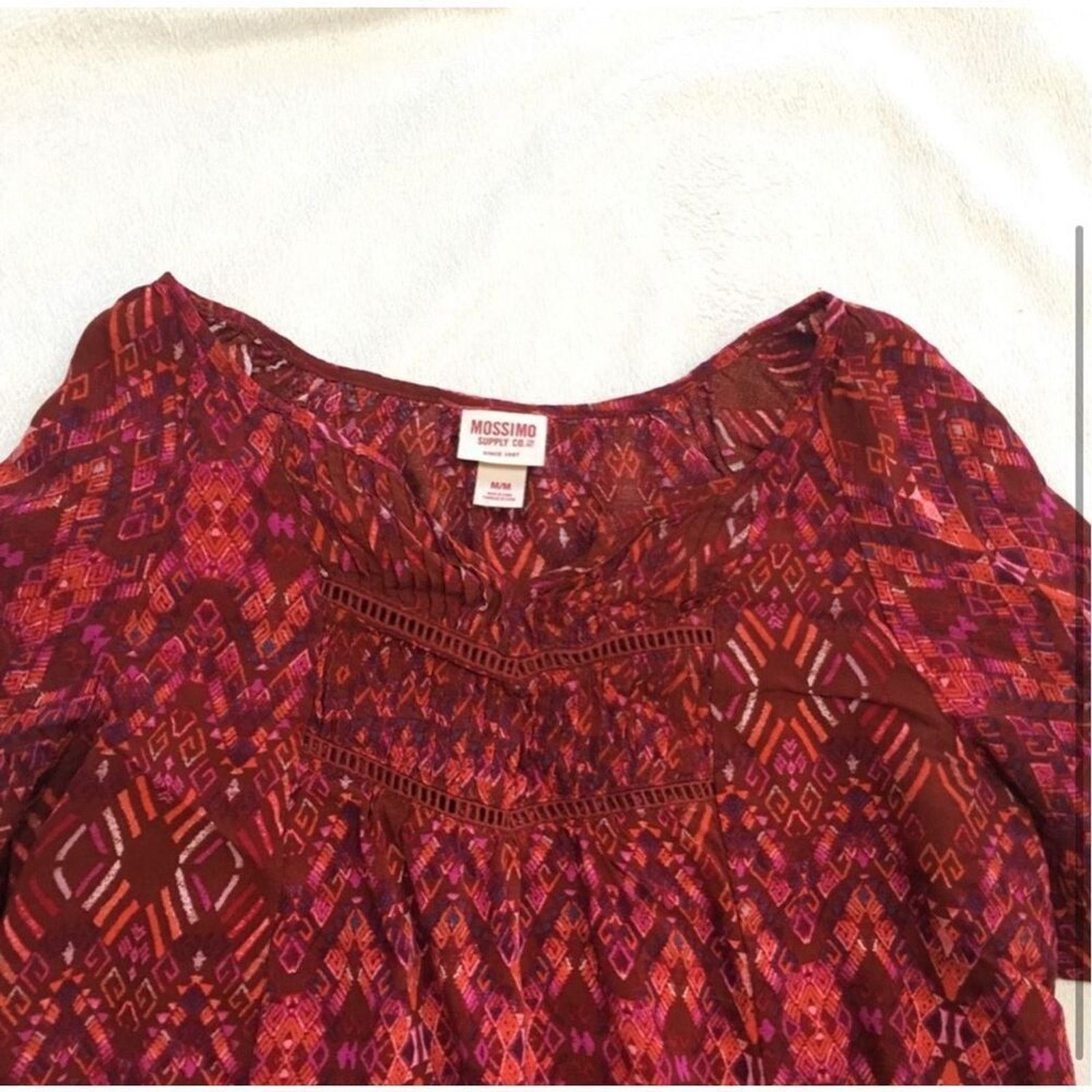 Other Mossimo Red Paisley Peasant Top | Sz M Size M / US 6-8 / IT 42-44 - 3 Thumbnail