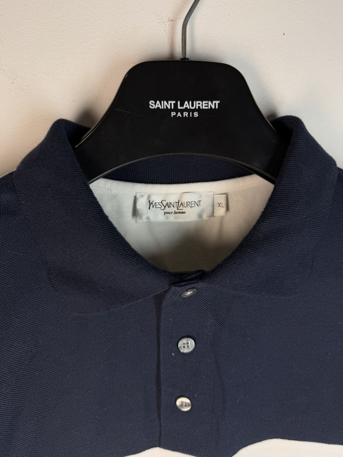 Yves Saint Laurent White YSL Polo Shirt Spell Out YSL T-Shirt Size US XL / EU 56 / 4 - 6 Thumbnail