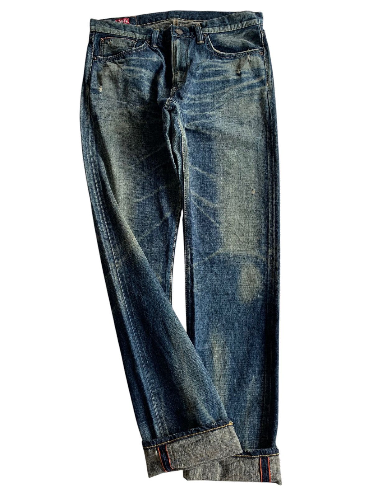 Edwin Rare💥EDWIN 5052RV SELVEDGE RUSTY MUDMAX DISTRESSED DENIM Size US 33 - 5 Thumbnail