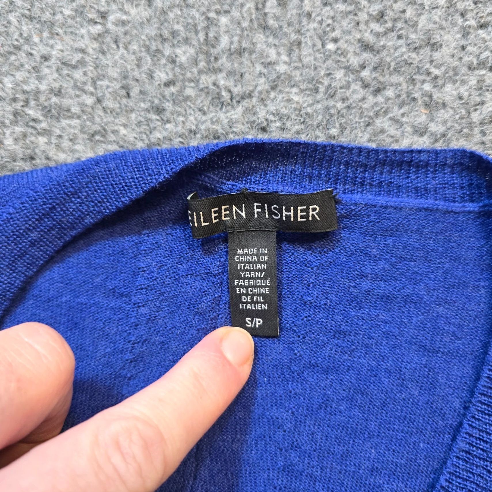 Eileen Fisher EILEEN FISHER Sweater Women Small Blue Merino Wool Pockets Boxy Casual Career Knit Pullover Long Sleeve V-Neck Size S / US 4 / IT 40 - 4 Thumbnail