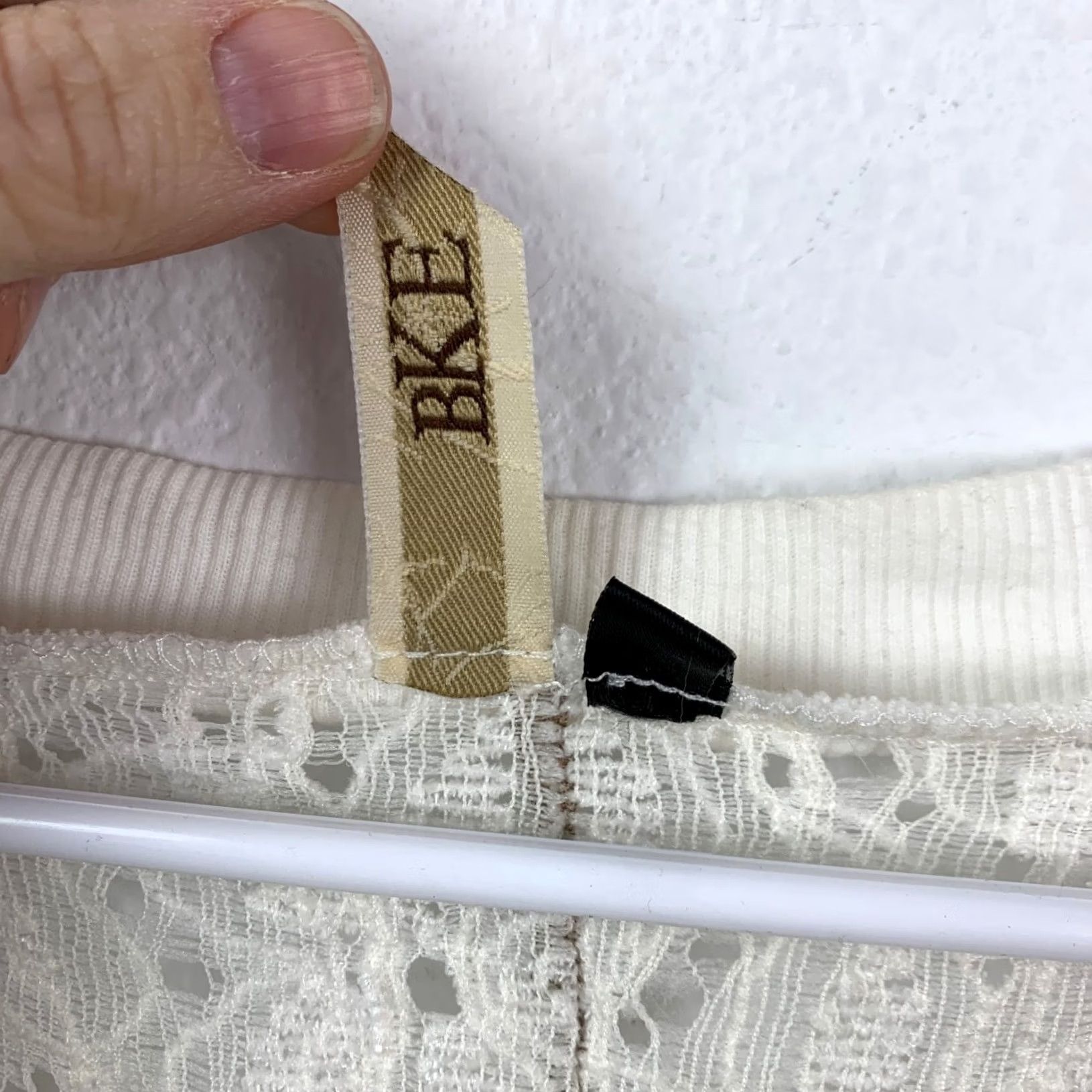 BKE BKE Lace Full Zip Cardigan Womens M 3/4 Sleeve Cream Vintage Boho Cottagecore Dressy Embellished Knit Full Zip Cardigan Size M / US 6-8 / IT 42-44 - 3 Thumbnail