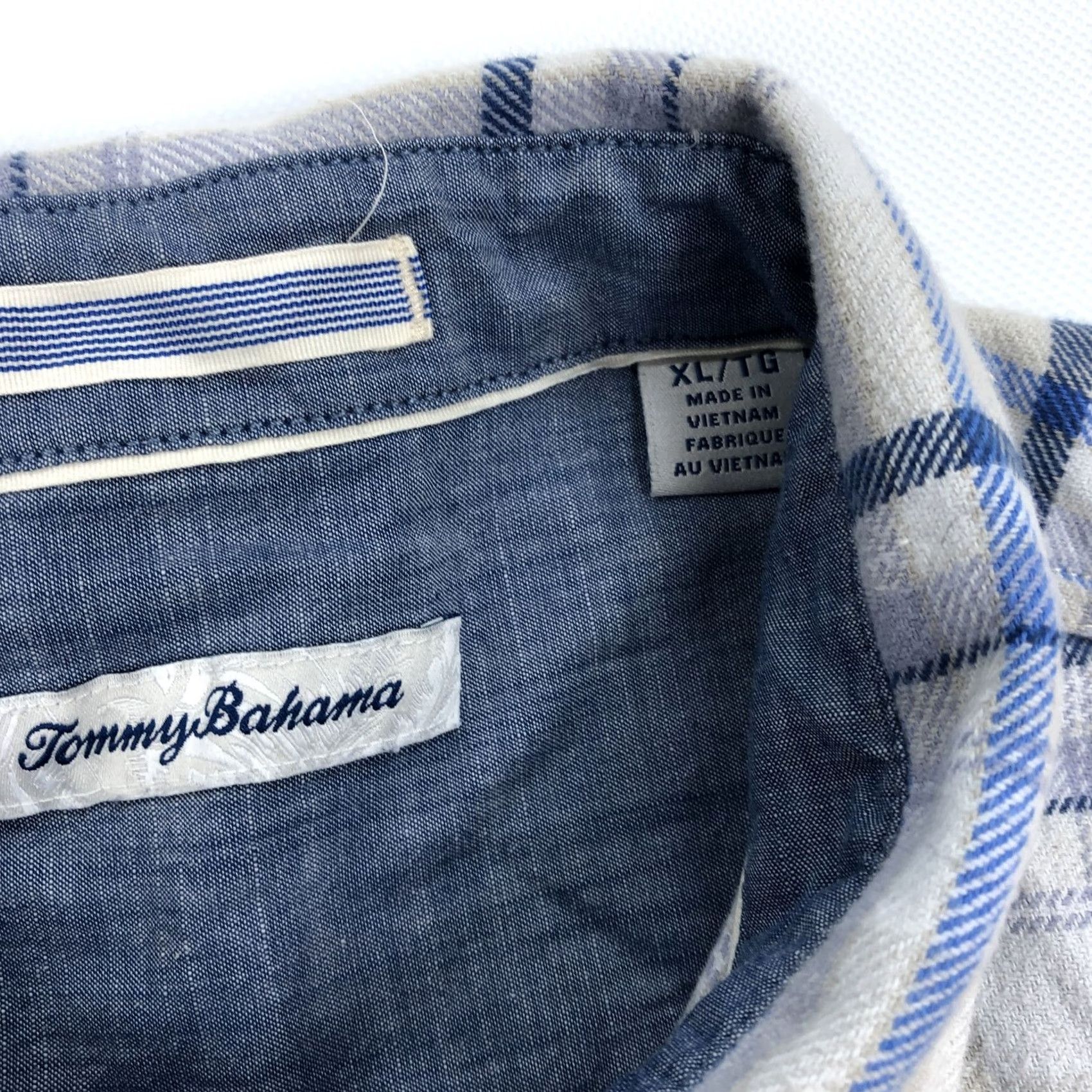 Tommy Bahama TOMMY BAHAMA Shirt Plaid Flannel XL Men Casual Button-Down Pockets Embroidered Logo Beige Blue White Cap Beige/Blue/White Size US XL / EU 56 / 4 - 5 Thumbnail