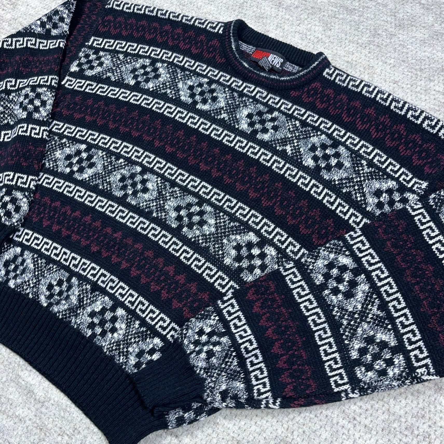 Vintage Vintage Grandpa Sweater Men Medium Black Red Geometric Knit Golf 90s Y2K Cosby Size US M / EU 48-50 / 2 - 2 Thumbnail